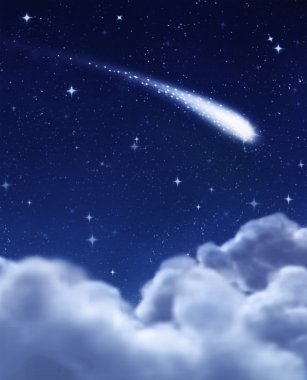 Shooting star in night sky clipart