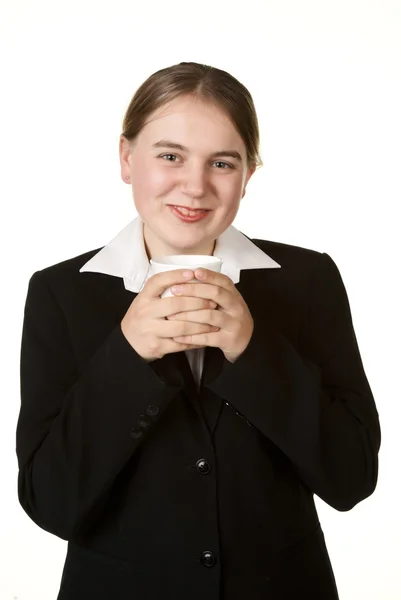 Joven mujer de negocios con café — Foto de Stock