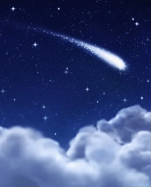 Shooting star in night sky — Stock Photo, Image