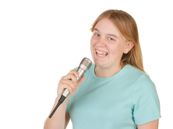 Dospívající dívka, zpěv — Stock fotografie