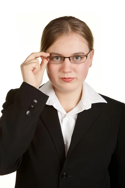 Junge Geschäftsfrau mit Brille — Stockfoto