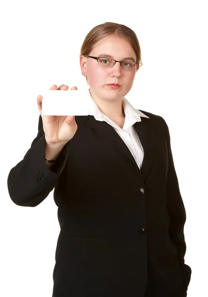Joven mujer de negocios con tarjeta —  Fotos de Stock