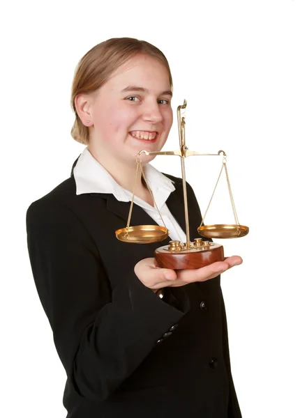 Młody adwokat kobieta na białym tle — Zdjęcie stockowe