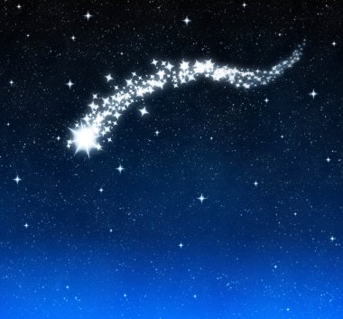 Shooting star burns bright in sky clipart