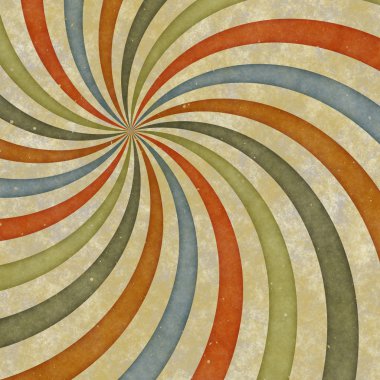 Sixties style grungy sunburst swirl clipart