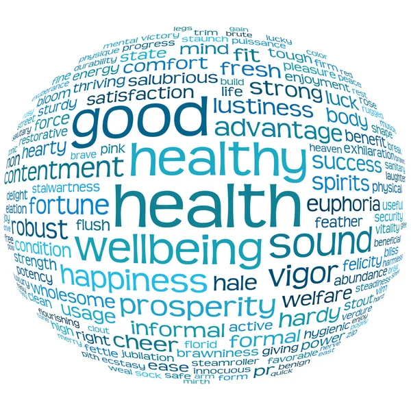 Etiqueta de salud y bienestar o nube de palabras —  Fotos de Stock