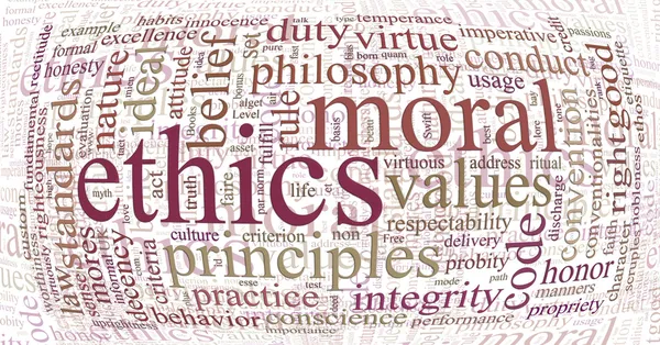 Ética e princípios nuvem de palavras — Fotografia de Stock