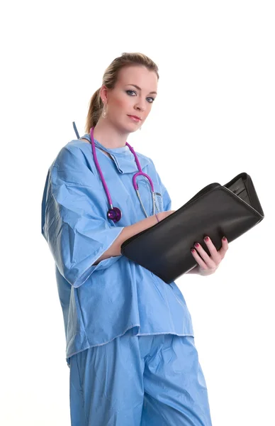Unga läkare eller sjuksköterska på vit — Stockfoto