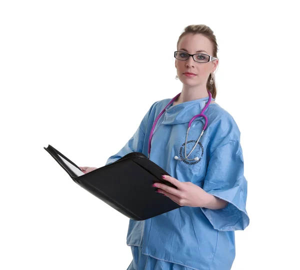 Молодий лікар або медсестра на білому — стокове фото
