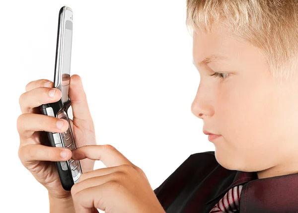 Młody biznesmen korzystający z telefonu komórkowego — Zdjęcie stockowe