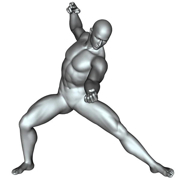Lutador em poses de artes marciais — Fotografia de Stock