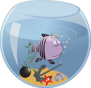 Small fish concluded in an aquarium clipart