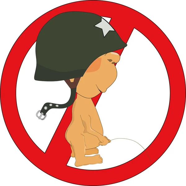 禁止交通标志尿尿的男孩 — 图库矢量图片