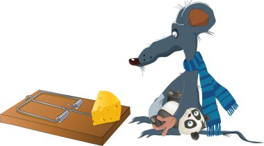 Rat and a mousetrap clipart