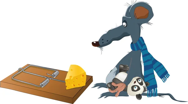 Rat et un piège à souris — Image vectorielle