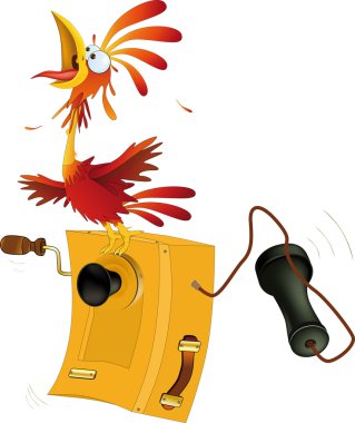 Cock and old phone clipart