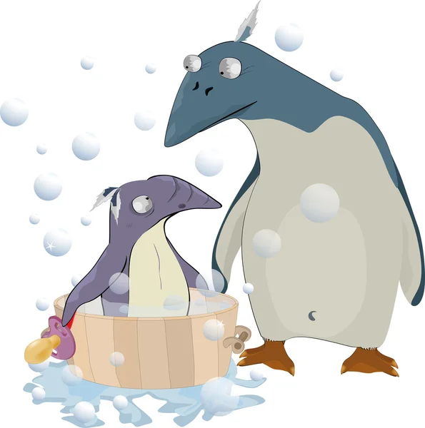 Annem bir penguen sabun — Stok Vektör