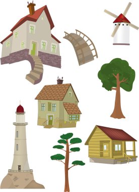 The complete set small houses clipart