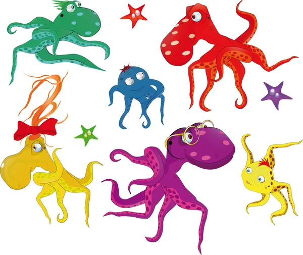 Set octopus — Stock Vector