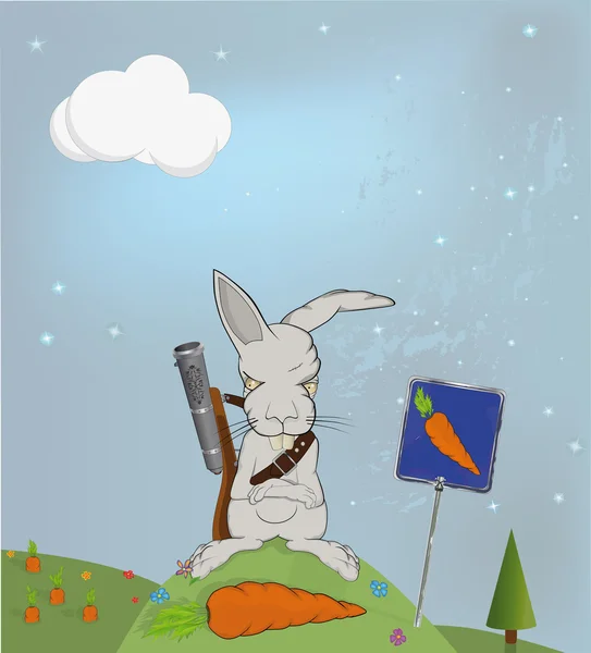 Conejo malicioso protegiendo — Archivo Imágenes Vectoriales