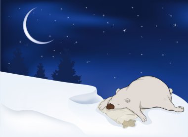 Sleeping polar bear clipart