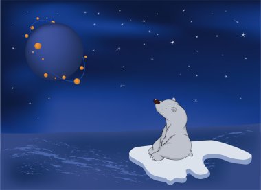 Travel of a white bear cub clipart