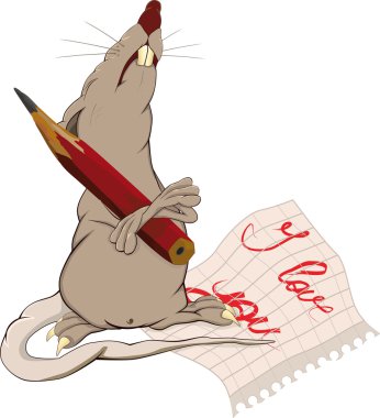 Rat, love and a note clipart