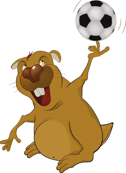 The beaver the soccer player — Stok Vektör