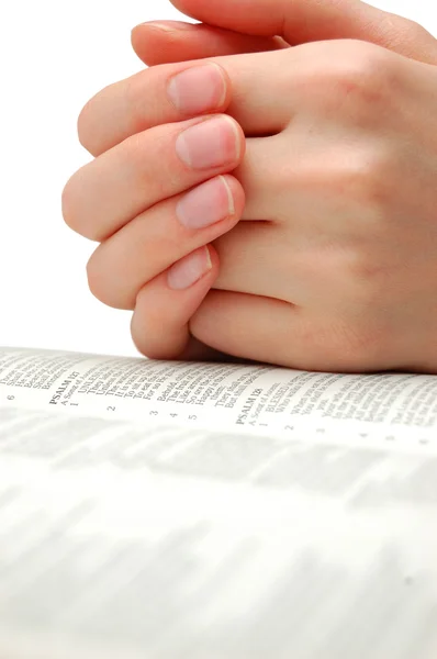 Oración una Biblia abierta —  Fotos de Stock