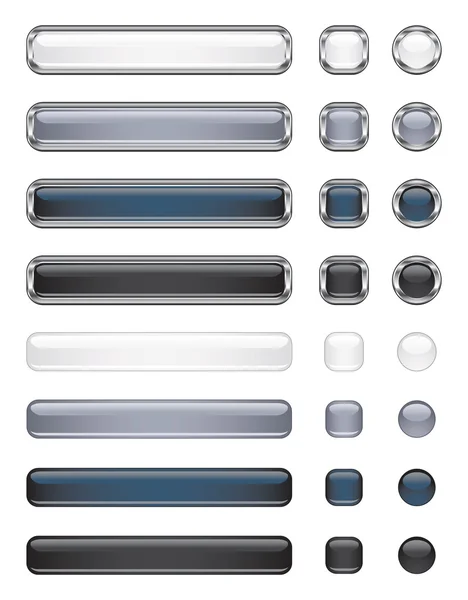 Black and white buttons collection — Stock Vector