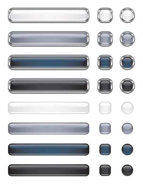 Colección botones blanco y negro — Vector de stock