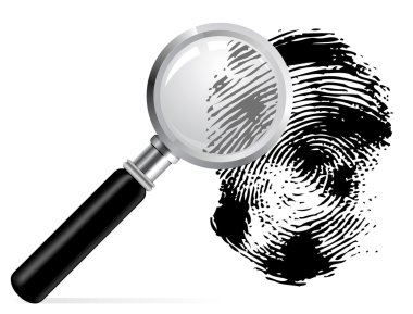 Magnifier with scaned fingerprint clipart