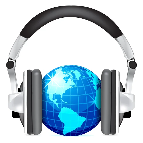 Globus z słuchawki — Wektor stockowy
