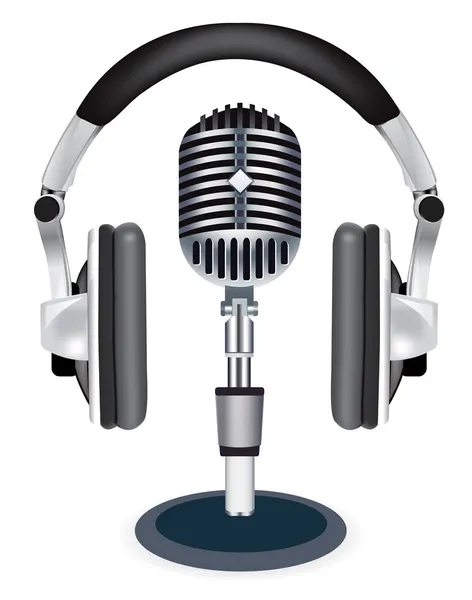 Vector headphones witn microphone — Stock Vector