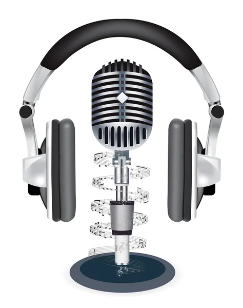 Fones de ouvido vetoriais witn microfone — Vetor de Stock