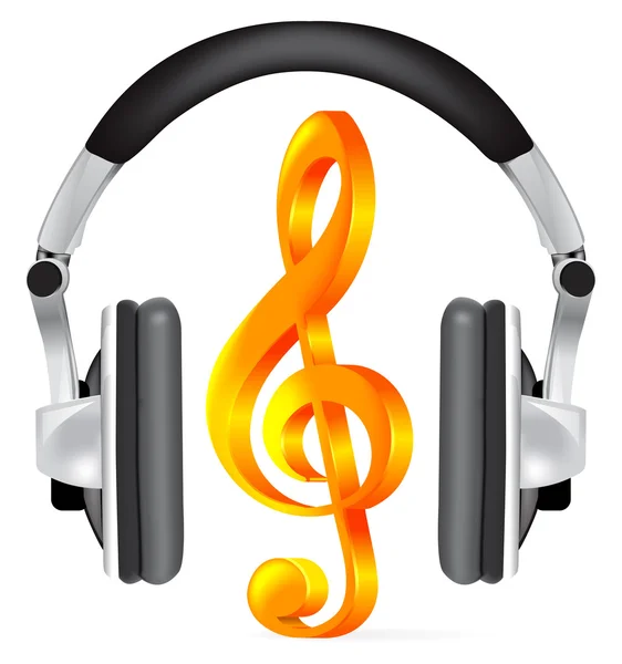 Ρεαλιστική ακουστικά με μουσική Σημείωση — Διανυσματικό Αρχείο