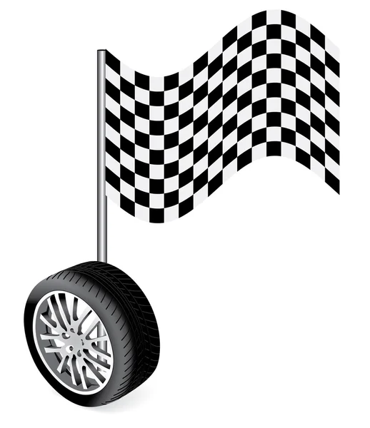 Vector wheel with race flag — Stock Vector