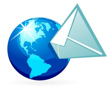 Mail in globe clipart