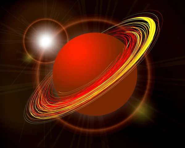 Saturno pianeta illustrazione su nero — Vettoriale Stock
