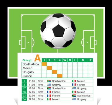 Schedule of games of the World Cup 2010 clipart