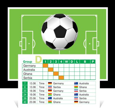 Schedule of games of the World Cup 2010 clipart