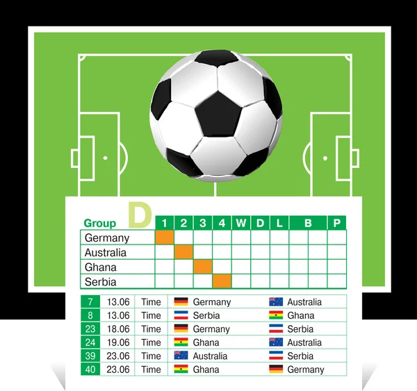 ワールド カップ 2010年のゲームのスケジュール — ストックベクタ