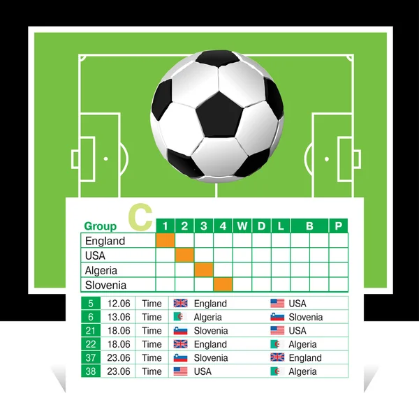 Schedule of games of the World Cup 2010 — Stock Vector
