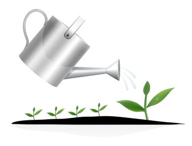 Young plant with watering can clipart