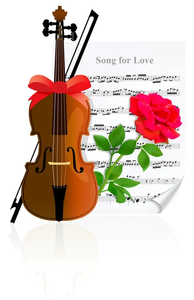 Violin with Rose — Stock Vector