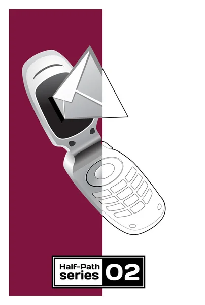 Telefono cellulare vettoriale con sms su bianco — Vettoriale Stock