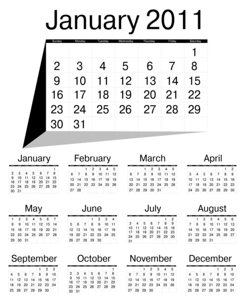 Calendario simple de 2011 — Archivo Imágenes Vectoriales
