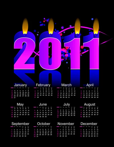 Brinnande ljus 2011 kalendern — Stock vektor