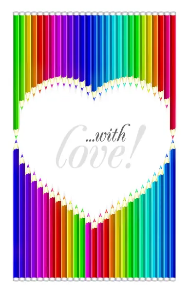 Crayons de couleur en forme de coeur — Image vectorielle