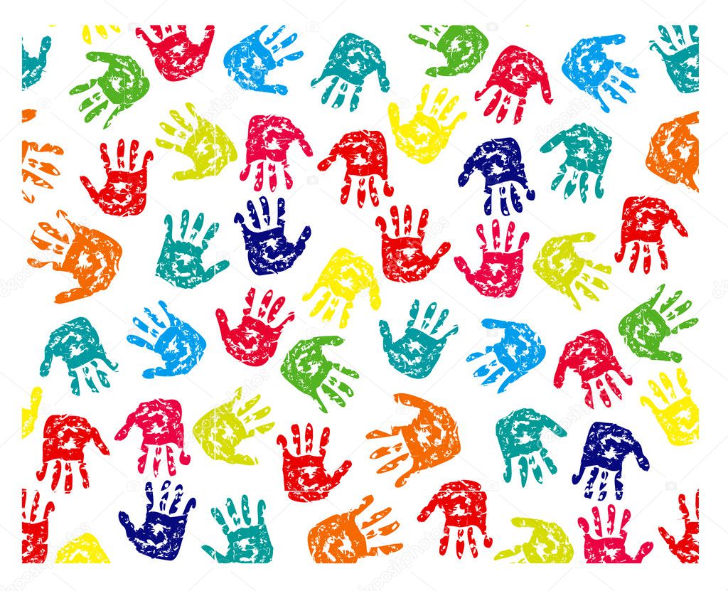 Seamless pattern, prints of hands